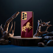 Gold Edge Design With Horse logo Case For Samsung A52