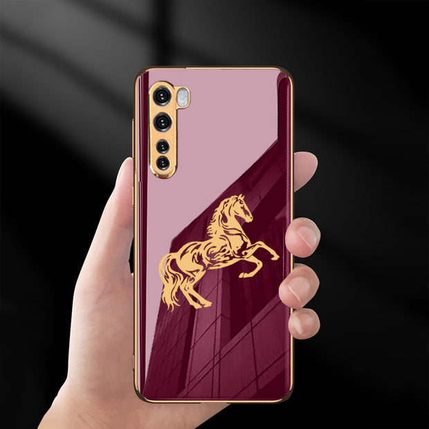 Gold Edge Design With logo Case For Oneplus Nord