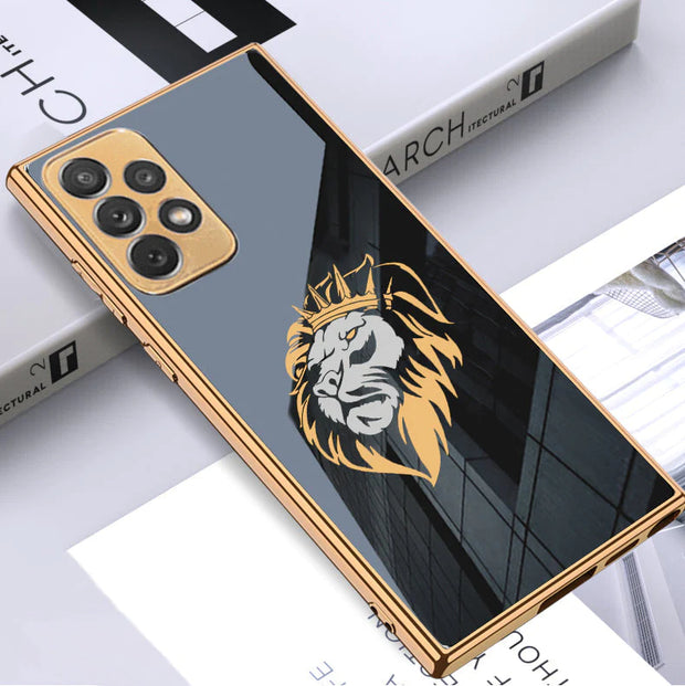 Gold Edge Design With Horse logo Case For Samsung A52