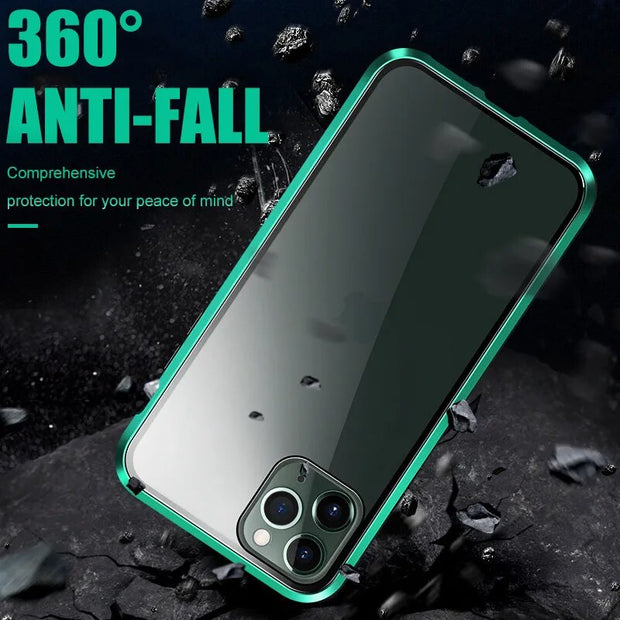 iPhone Magnetic Case with Dual Glass on Front & Back
