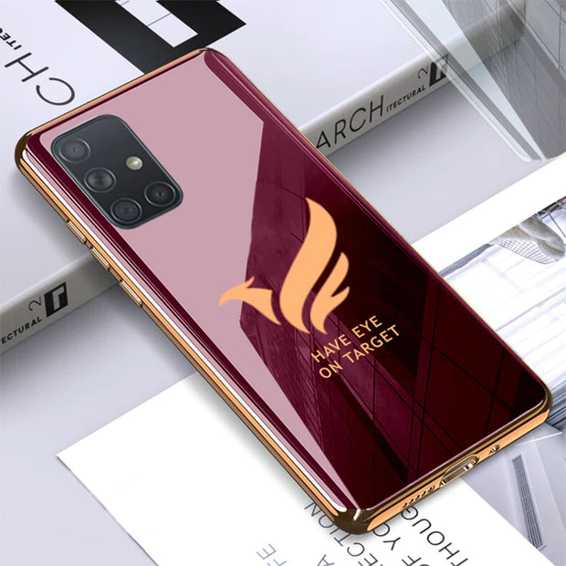 Gold Edge Design With logo Case For Samsung A