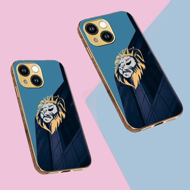 Gold Edge Design Lion logo Case For iPhone