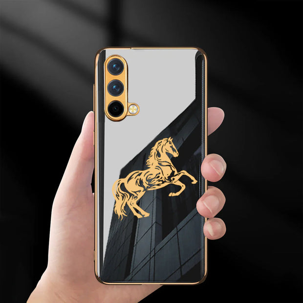 Gold Edge Design With Horse logo Case For Oneplus Nord Series