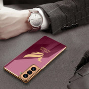 Gold Edge Design With logo Case For Samsung S21 Plus