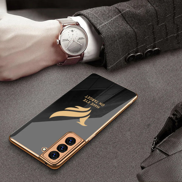 Gold Edge Design With logo Case For Samsung S22 PLUS