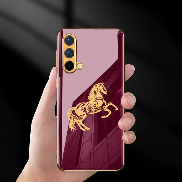 Gold Edge Design With Horse logo Case For Oneplus Nord Series