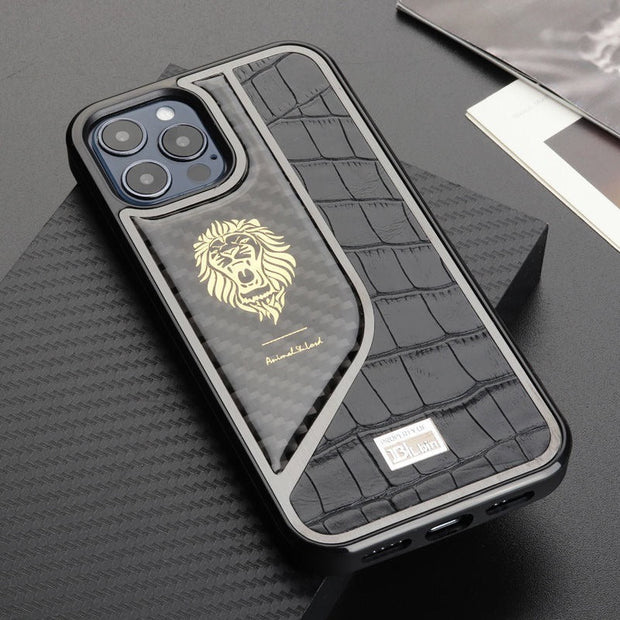 Genuine Leather Carbon Fiber Case For iPhone