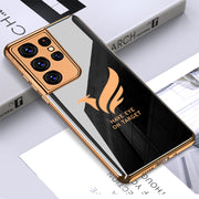 Gold Edge Design With logo Case For Samsung S21 Ultra