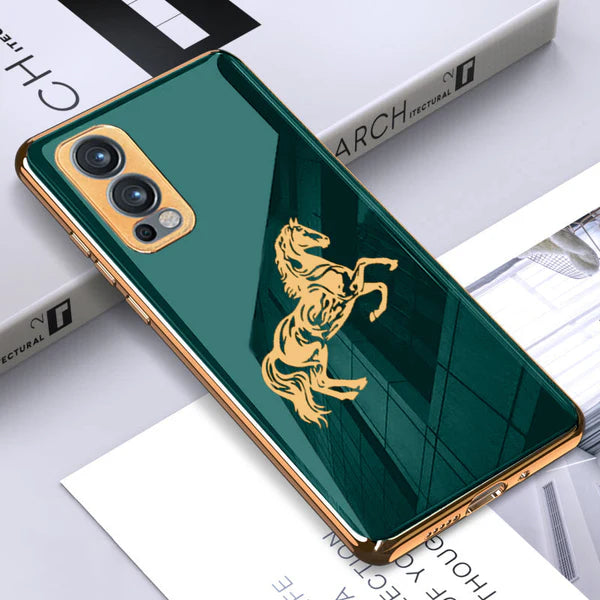 Gold Edge Design With Horse logo Case For Oneplus Nord Series