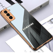 Gold Edge Design With logo Case For Samsung S21