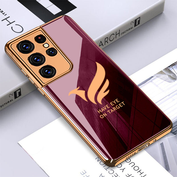 Gold Edge Design With logo Case For Samsung S21 Ultra