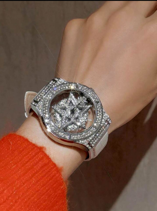 New Diamond Pentacle rotates Wristwatch For Female