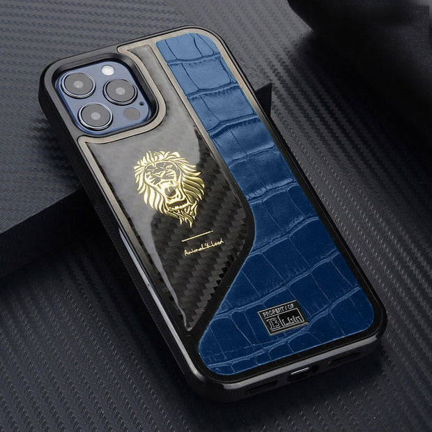 Genuine Leather Carbon Fiber Case For iPhone