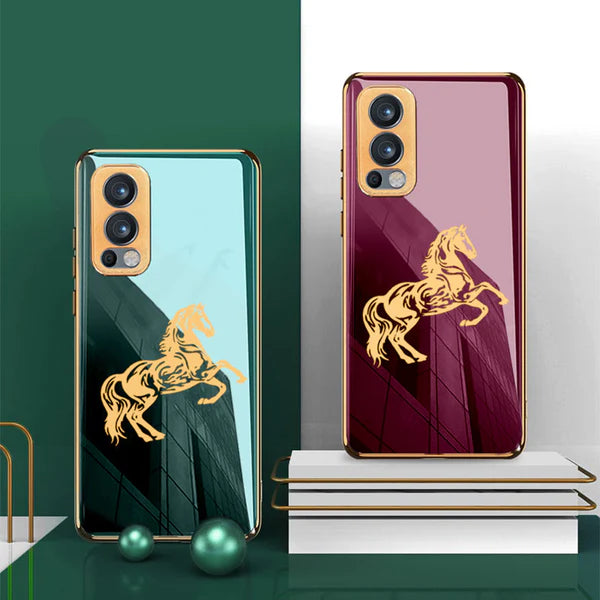 Gold Edge Design With Horse logo Case For Oneplus Nord Series